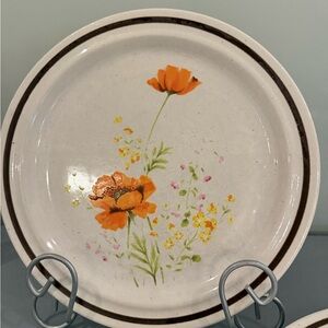 Set of 4 vintage Haniwa Stone Fleur d'Ete stoneware dinner plates